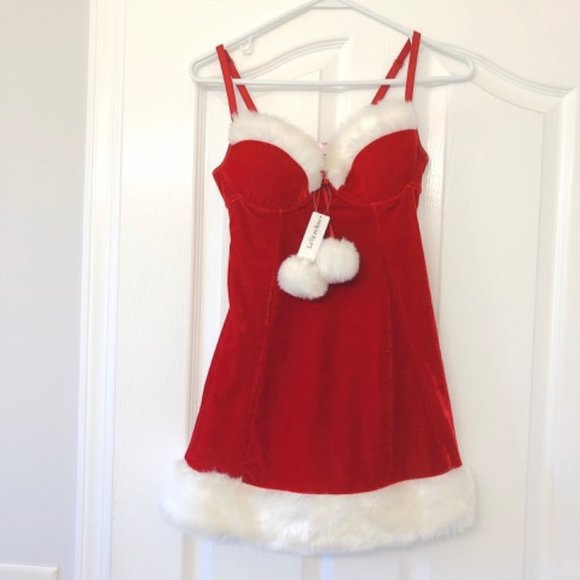 NEW La Vie En Rose Santa Dress Mini Dress Pom Pom - Picture 3 of 8